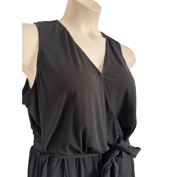 NY Collection Petite XL Sleeveless Black Jumpsuit Tie Waist Stretchy Pockets NWT - Picture 8 of 11